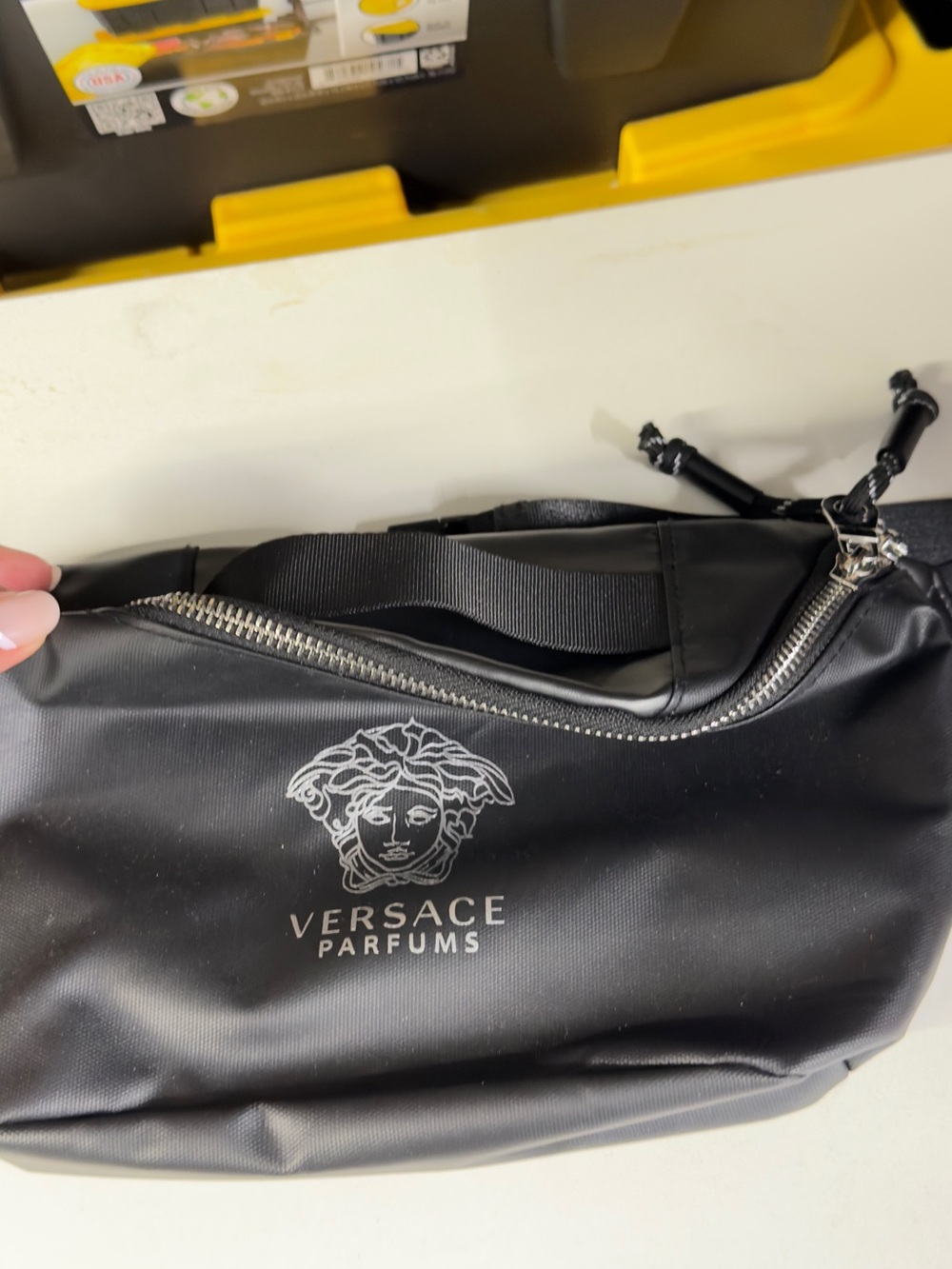 Versace Parfums Black Crossbody Bag with Medusa Logo